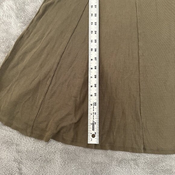 Toad & Co Olive Green Daisy Ribbed Fit and Flare Dress LARGE Short Sleeve - Picture 2 of 6